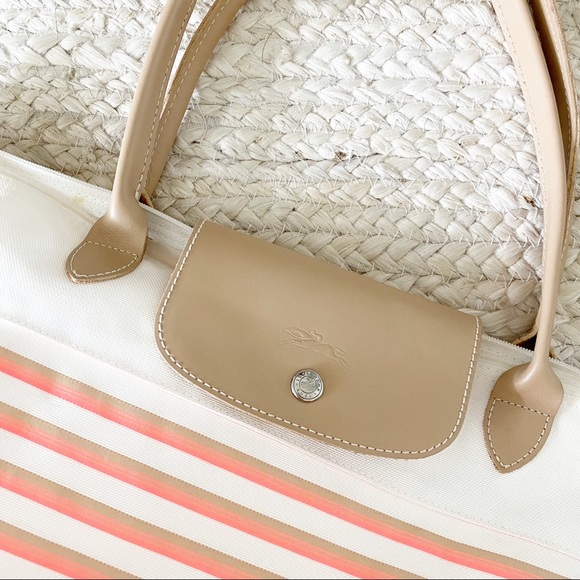 Longchamp Le Pliage Neon Stripe Mariniere Tote Bag - Picture 4 of 12